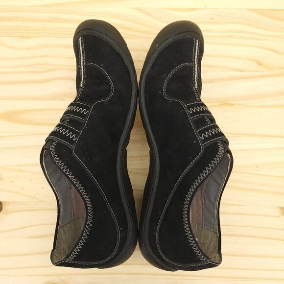 Clarks Springers Women's Slip On Flats Sz 5.5 Black Suede Outdoor Comfort Shoes - Picture 5 of 8